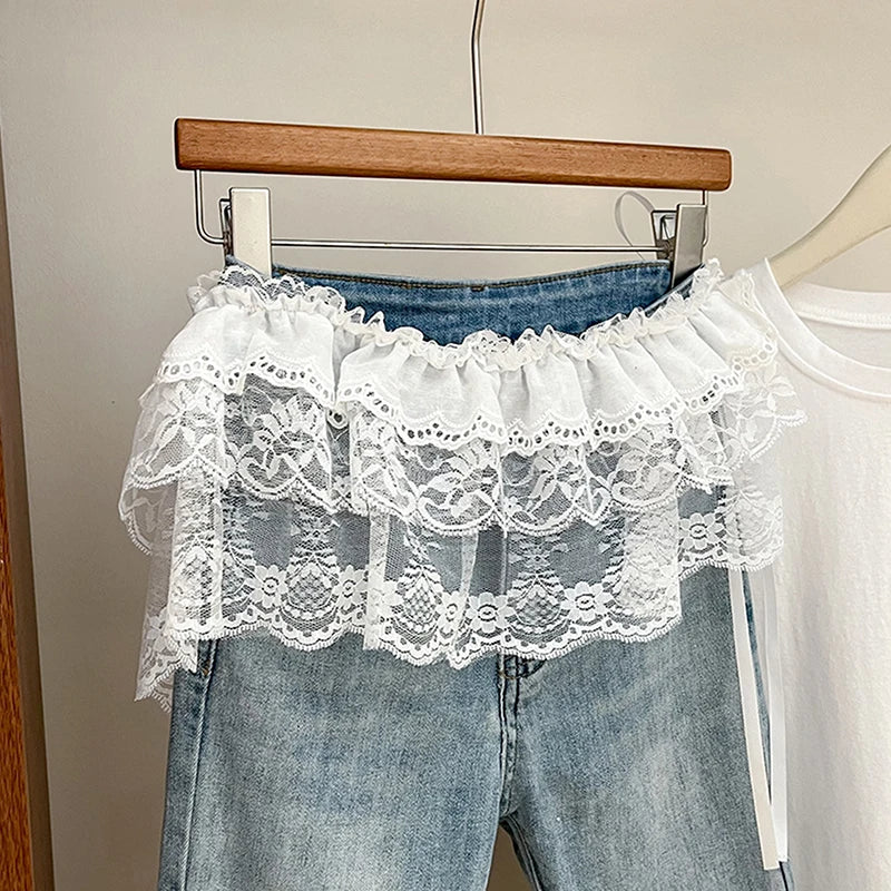jupe lolita vintage blanche gris rouge élastique dentelle transparente plissée été junior femme