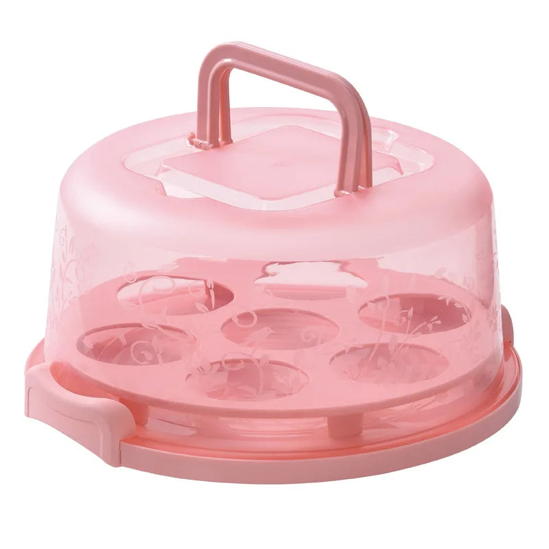 boîte gâteaux transparente moderne poignée muffins gâteau fruits frais blanc rose
