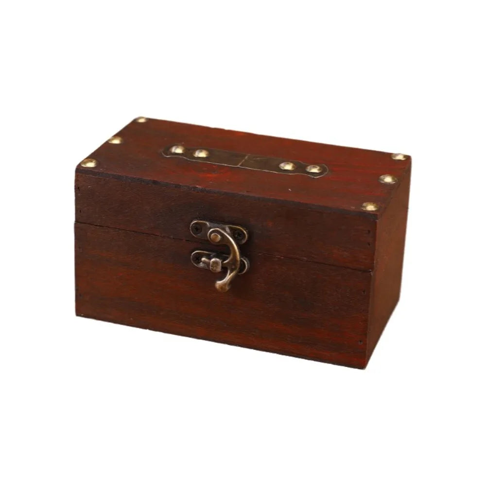 boîte bijoux vintage simili cuir marron violet cadenas poignées rustique