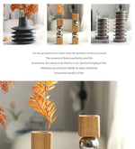 vase décoration intérieure bois métal minimaliste sculptural boules sphères cubes fleurs séchées