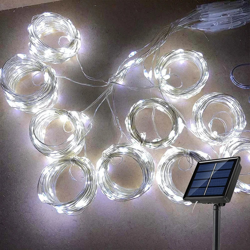 guirlande lumineuse solaire 3m 300leds blanc chaud moderne sans fixation pvc ip65 led