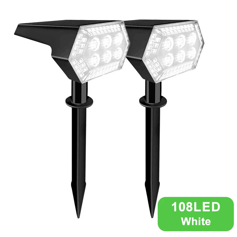 projecteurs solaires led extérieurs réglables decoration jardin ip65 moderne hexagonnels noirs tringle