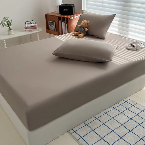 housse lit drap housse matelas beige clair uni satiné élastique moderne lit double