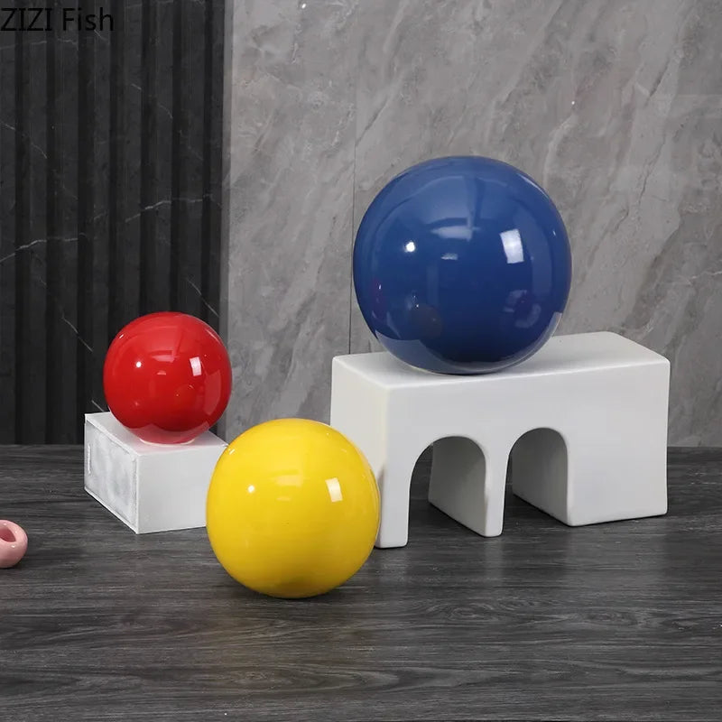 décoration moderne boule céramique rouge bleu jaune uni opaque chambre