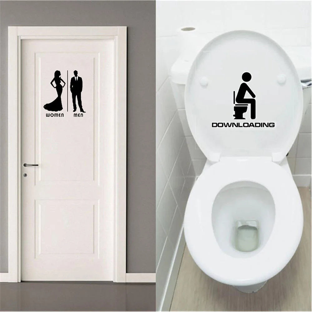 autocollants porte silhouettes humaines noir minimaliste adhésif décoration murale stickers salle bains