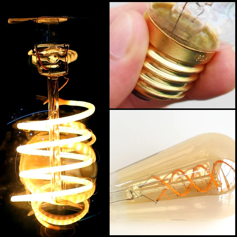 ampoules led spirale dorée vintage écolaire e27 220v 50000h 250 lumens doré translucent