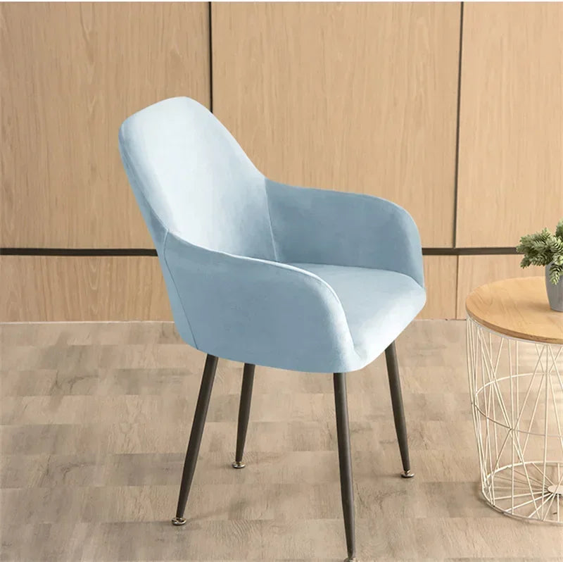 housse chaise velours moderne rose bleu gris marron pieds métalliques opaques polyester imprimé elastic