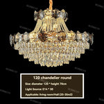 lustre cristal doré moderne grand salon salle manger luxe élégant suspension intérieur
