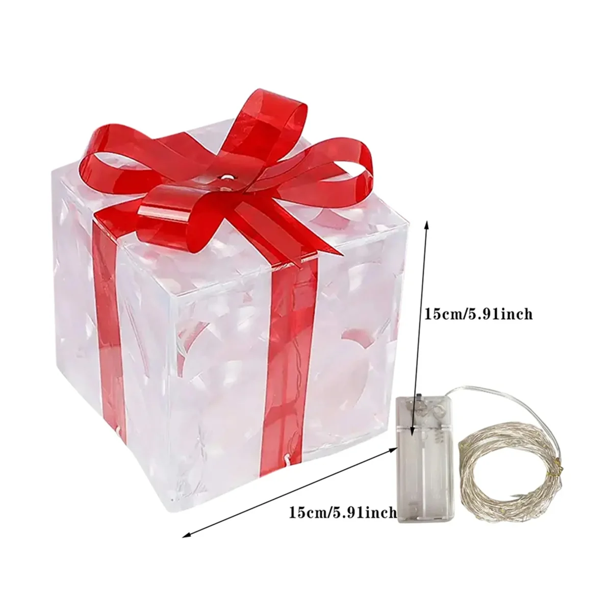 décoration noël boîte cadeau lumineuse pvc transparente rouge satin classiqueextérieur festive chambre maison