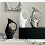 vase céramique moderne noir blanc argenté minimaliste sculpture décoration table opaque floral