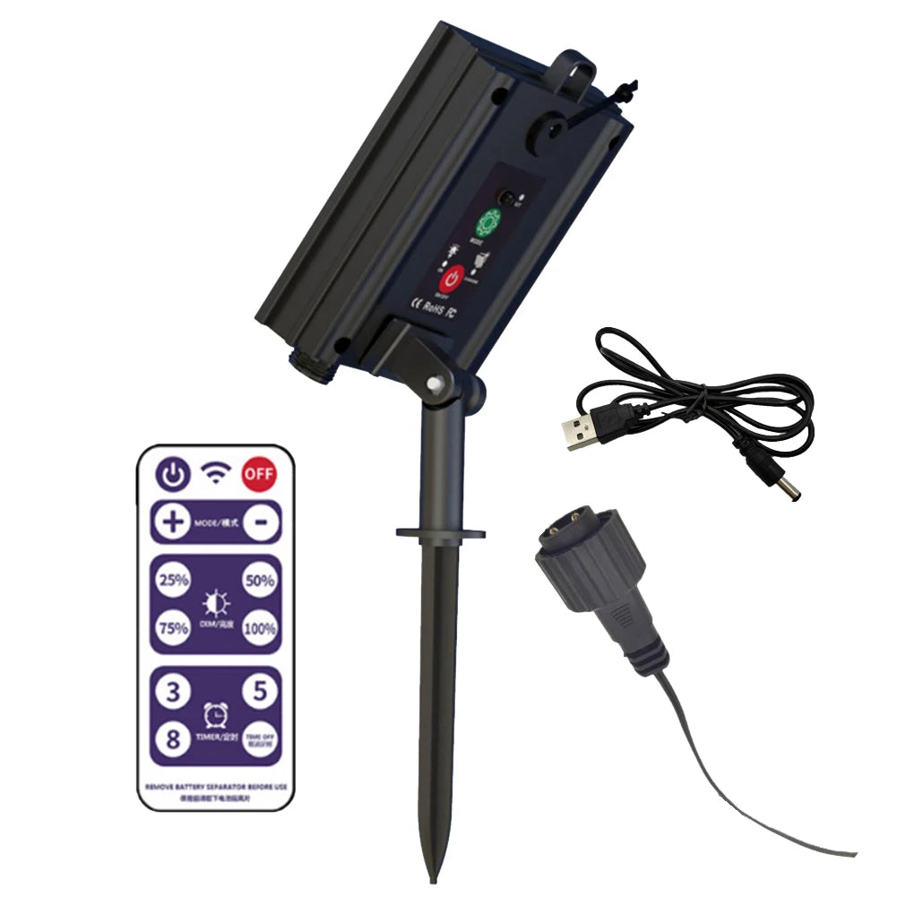 panneau solaire noir texturé moderne piquet câble usb télécommande bricolage led