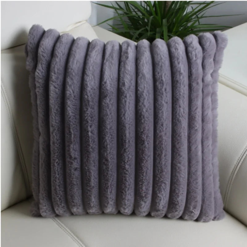 taie d'oreiller moderne rayée coussin plush blanc respectueux environnement simple hospitalière 45x45cm