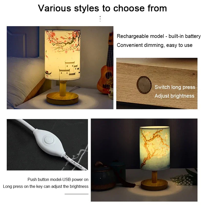 lampe table moderne fleurs bois blanc rose blanche chambre coucher interrupteur tactile sécurité certifications