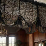 rideau floral transparent noir blanc classique dentelle brodée 130cmx60cm