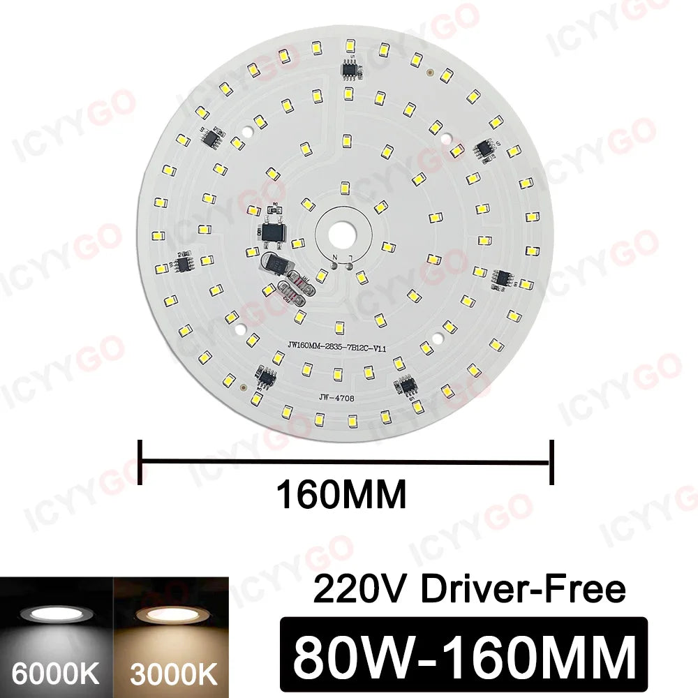 plaque led 100w 80w blanc moderne 198mm 160mm sans pilote smd2835 aluminium