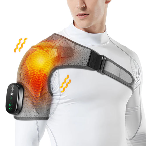 masseur épaule chauffant vibration sans fil ceinture ajustable massage bras tissu doux moderne ergonomique