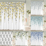 Rideau de douche imperméable imprimé 3D petites feuilles fleurs fraîches pour salle de bain