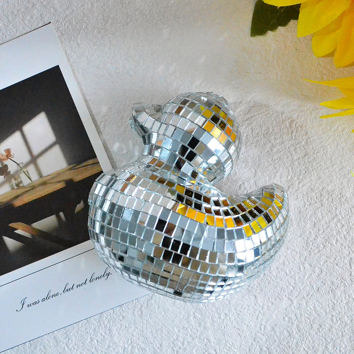 décoration intérieure canard argenté miroir moderne fibre verre table unique amusante objet déco