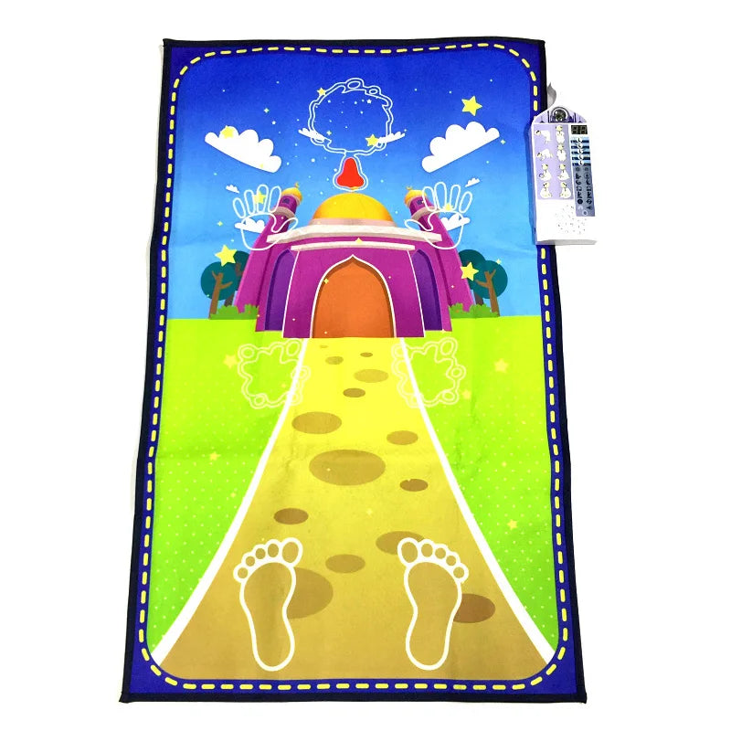 tapis prière islamique acrylique motifs géométriques kaaba moderne rose bleu marine