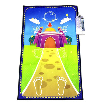 tapis prière islamique acrylique motifs géométriques kaaba moderne rose bleu marine