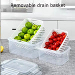 organisateur réfrigérateur paniers blanc perforations noires transparents moderne poignées détachables 850ml 1750ml 3300ml