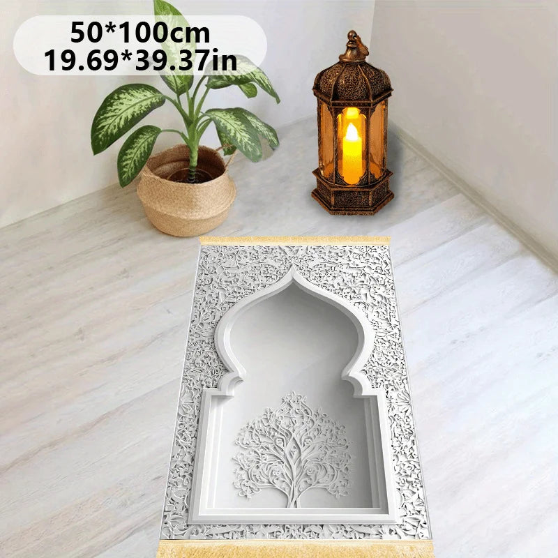tapis rose ornements floraux lavable polyester classique voyage prière plage cuisine