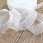 ruban organza blanc polyester largeur variable 12mm 15mm 20mm 25mm 40mm fixation décoration emballage