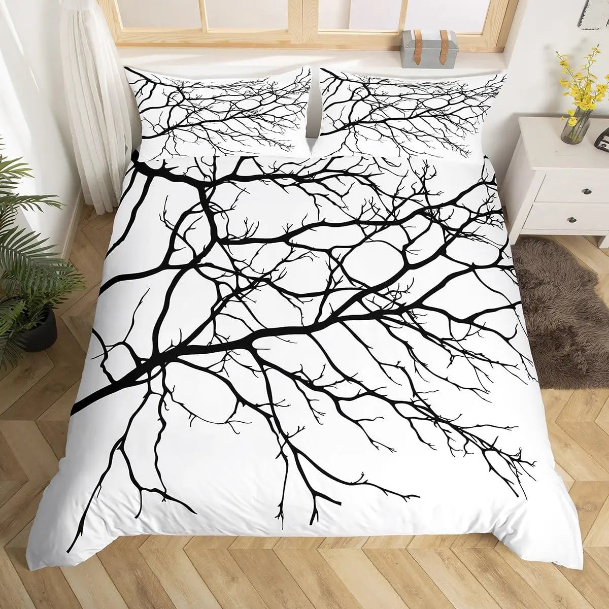 Détail du motif montagne fumée en impression 3D sur la housse de couette