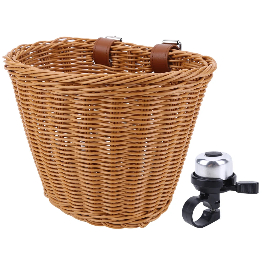panier vélo tissé osier bleu clair classique ceintures cuir enfants accessoire vélo