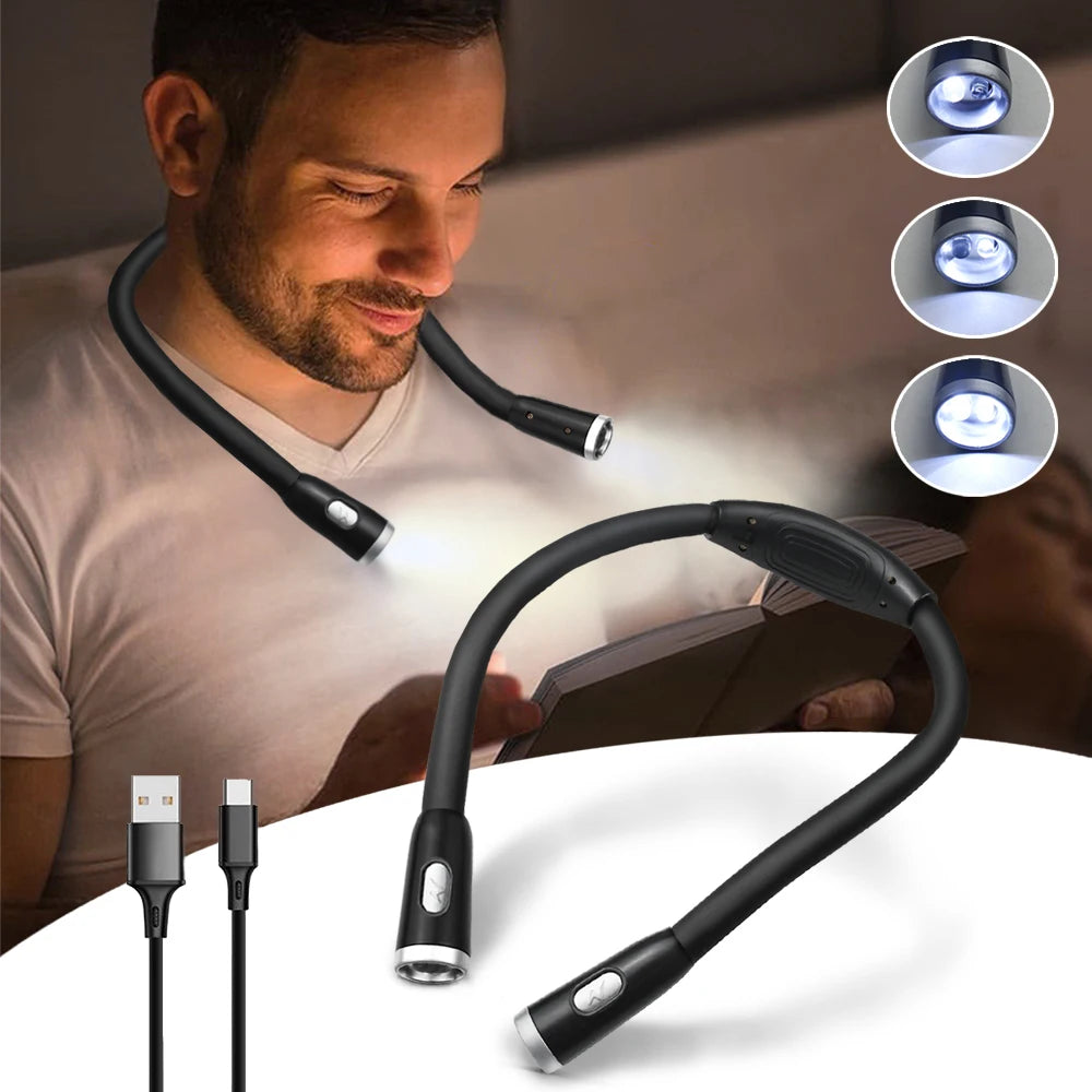 lampe lecture led rechargeable collier noir flexible moderne course pied tricot nocturne usb rechargeABLE