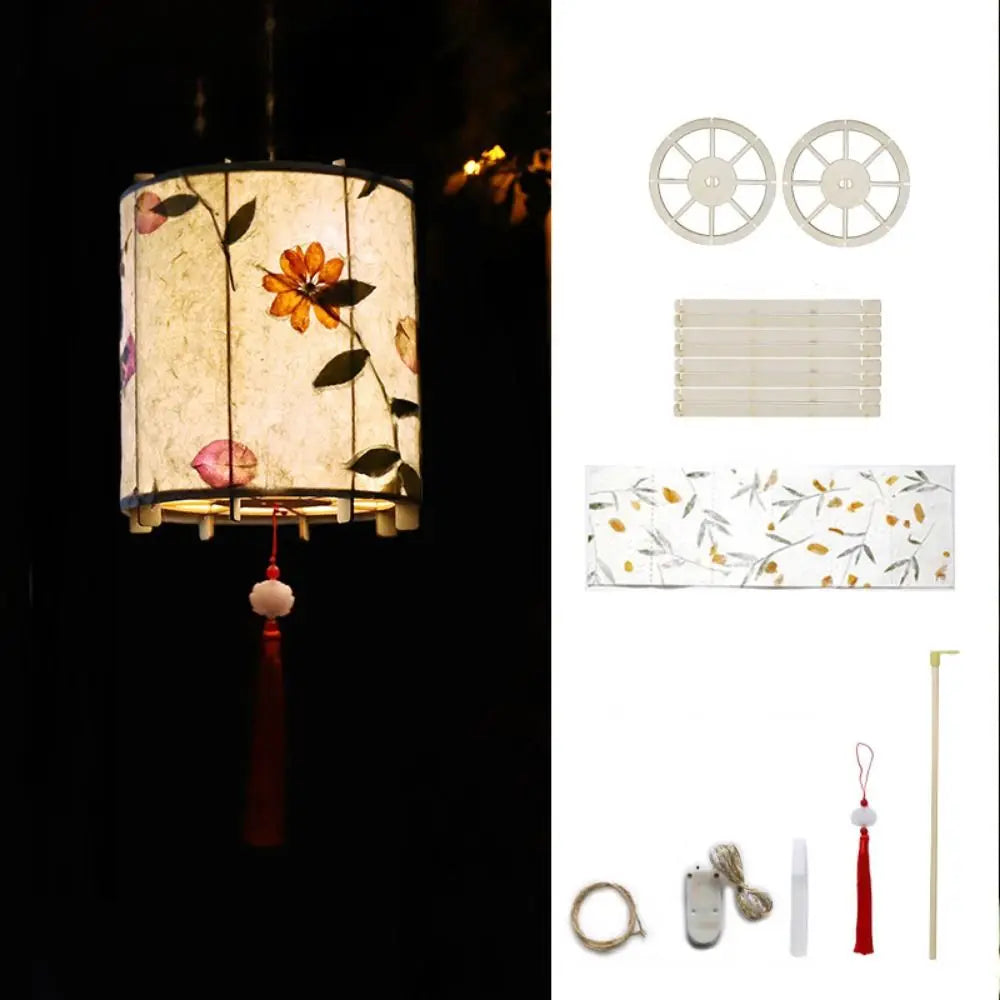 lanterne suspendue bois papier motif fleurs led décoration traditionnelle festival mi automne