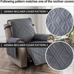 housse fauteuil inclinable motif géométrique gris beige moderne quilté poche rangement ceinture fixations