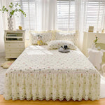 housse lit coton imprimé fleurs romantique douce rose blanche bleue violacée dentelle