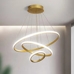 lustre moderne minimaliste suspension câbles noir or blanc concentrique led chambre salon