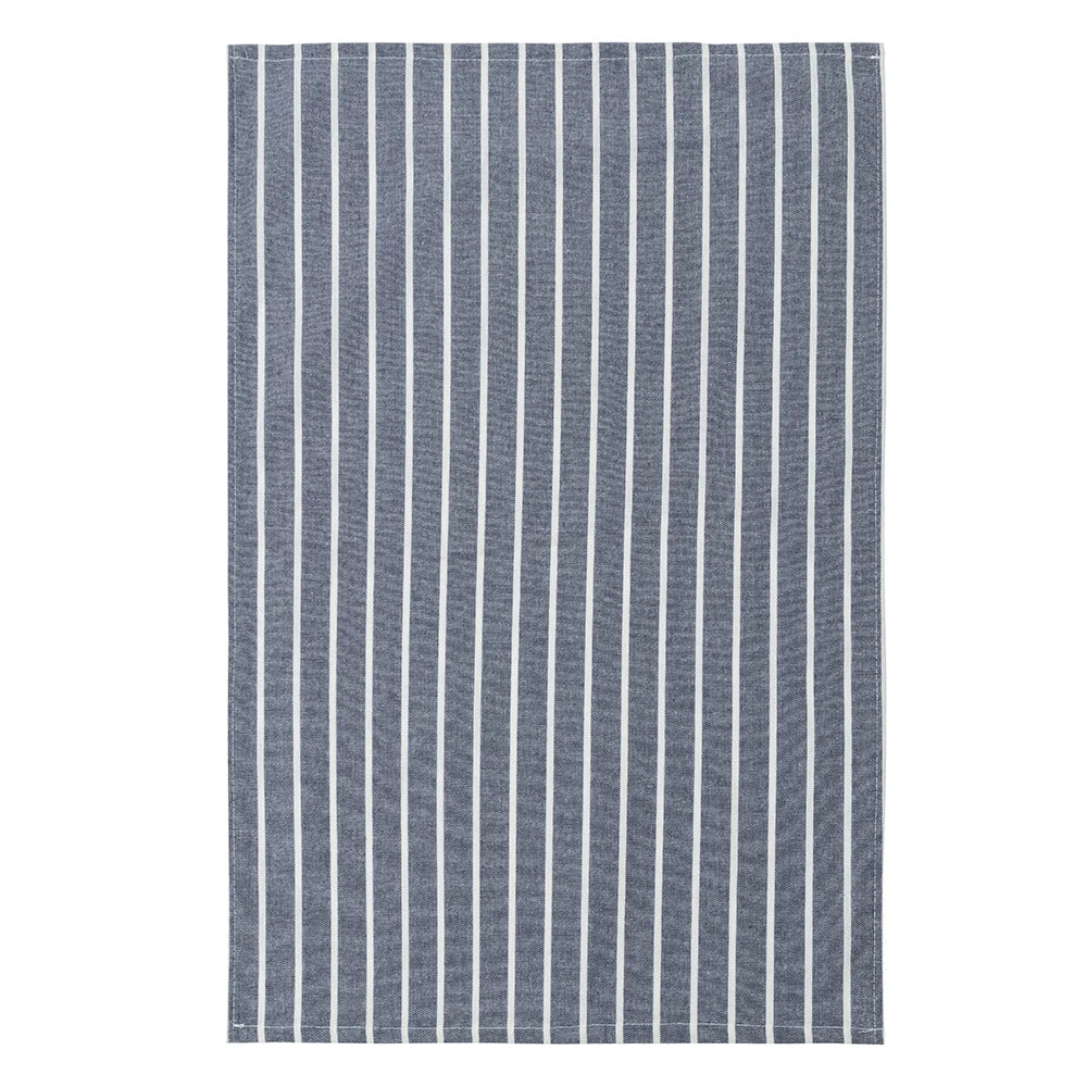 serviettes cuisine coton bleu marine blanc carreaux rayures classiques 45x70cm ensemble 1/5 pièces