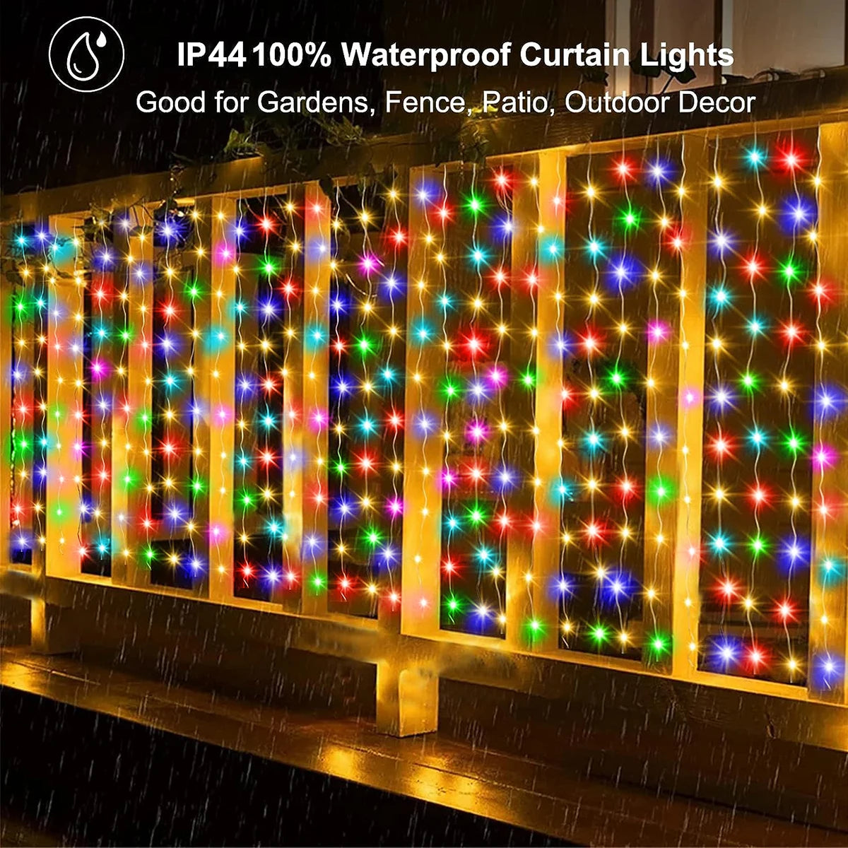 rideau lumineux led blanc multicolore clips moderne panneau solaireextérieur noël vacances
