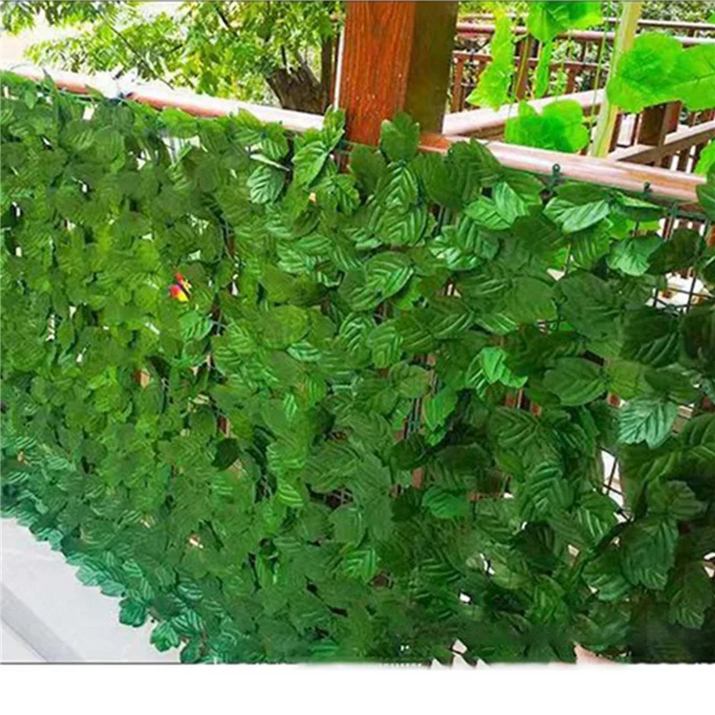 rideau végétal feuilles artificielles vert naturel clips extérieur jardin balcon decoration