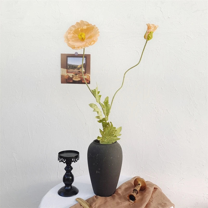 bouquet fleurs artificielles poppies blanc jaune rose decoration maison exterieur 105cm moderne