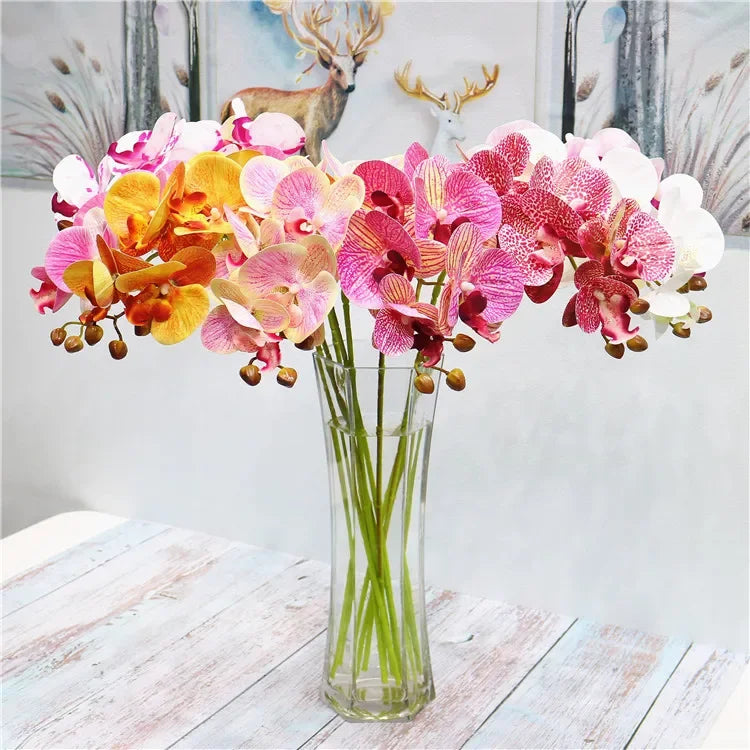 bouquet fleurs artificielles orchidées modernes orange rose blanc intérieur décoration maison anniversaire mariage