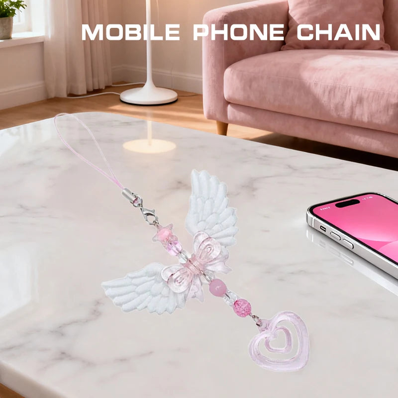 porte clés décoration papillon ailes cœur transparents blanc rose romantique