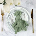 serviettes gaze lin vert olive élégantes rustiques modernes maison restaurant mariage pièces 20x20cm
