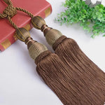 pompon rideau marron clair tissé brodé opaque élégant classique cordons accessoire décoration fenêtre