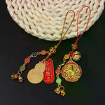 bijou sac élégant motifs géométriques texte chinois or rouge vert bleu noir clocheton doré