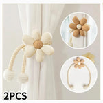 fournitures rideaux tissu fleurs beiges anneaux métalliques cordons coton décorative rustique moderne