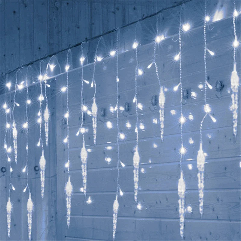 guirlande lumineuse icicles blanc jaune multicolore clips moderne décoratifextérieur noël féerique led