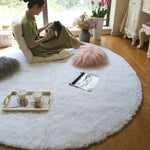 tapis rond peluche douce blanc moderne salon chambre enfant extérieur salle bain