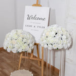 décoration mariage rose blanche soie diamètre 50cm intérieur présentoirs transparents