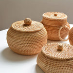 paniers rangement osier tissé naturel couvercle réutilisable respectueux environnement traditionnel artisanal