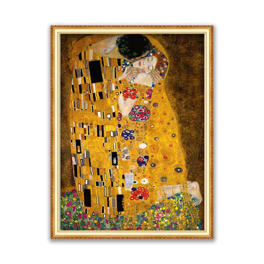 toile d'art abstraite point croix kit broderie coton 11ct moderne or noir rouge blanc