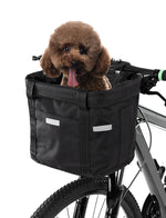 panier vélo pliable noir animal tissu texturé utilitaire guidon chien décontracté monté cadre